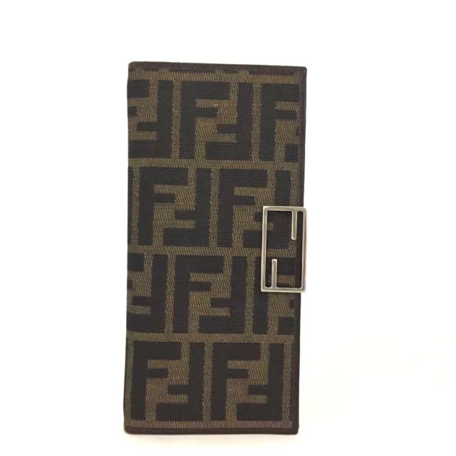 FENDI Zucca Canvas Leather Bifold Long Wallet/3X0742