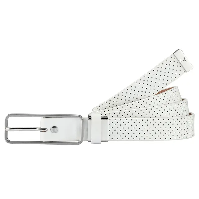 Puma Dimple Cut To Length Mens White Golf Leather Belt 053007 02