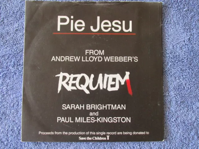 Sarah Brightman/Paul Miles-Kingston. 7" Single Record, Pie Jesu/Recordare 1985
