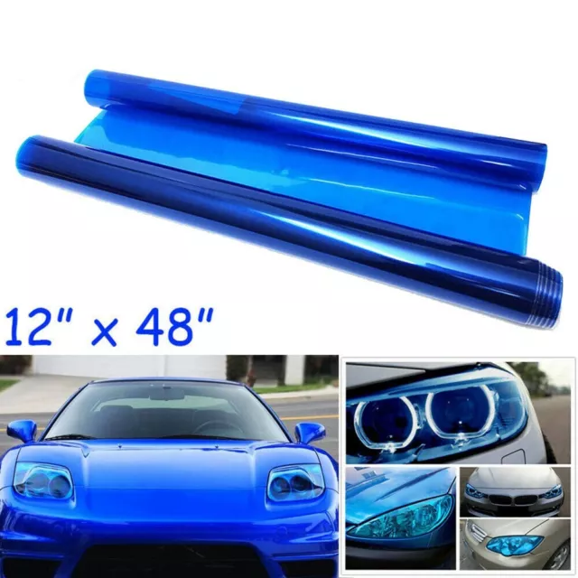 Personnalisez vos phares de voiture avec feuille de film vinyle teinté bleu 12x