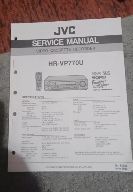 JVC HR-VP770 Original Factory Service Manual