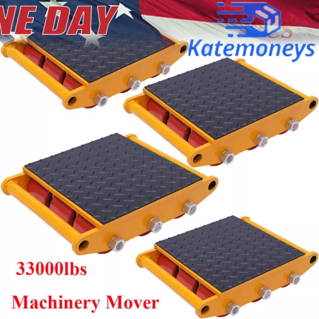 4pcs 15Ton/33000lbs Industrial Machinery Mover Dolly Skate Roller Heavy Trolley