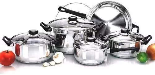12 Piece Stainless Steel Pan Set With Glass Lids  Kitchen Cookware Pot