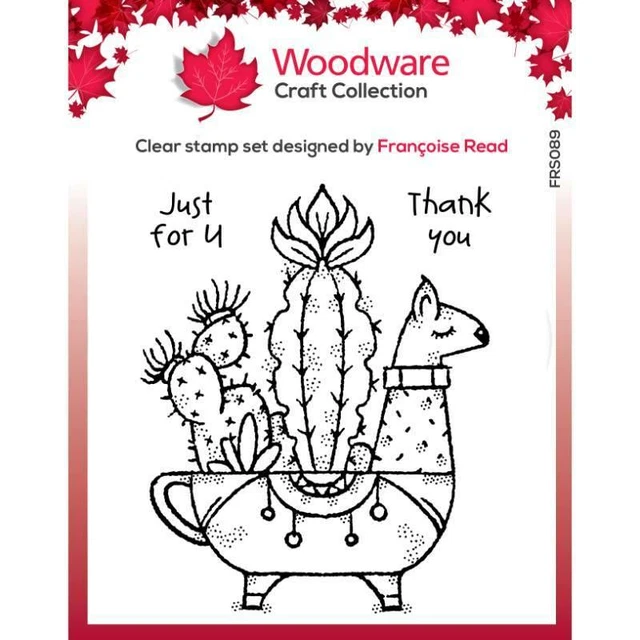 Woodware Llama Planter Cactus 3Pc Clear Stamp Set Thank You Birthday Card Making