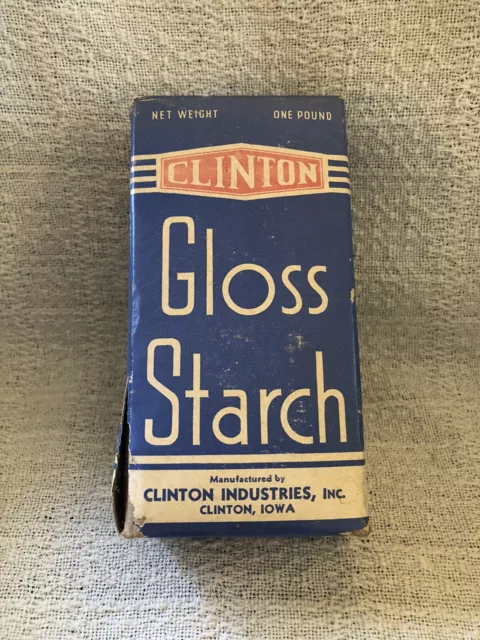 Vintage Clinton Gloss Starch 16 Oz Laundry Ironing Sealed Box NOS