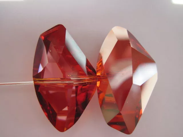 2 pc SWAROVSKI CRYSTAL 11mm x 19mm RED MAGMA GALACTIC PENDANT loose BEADS 5556