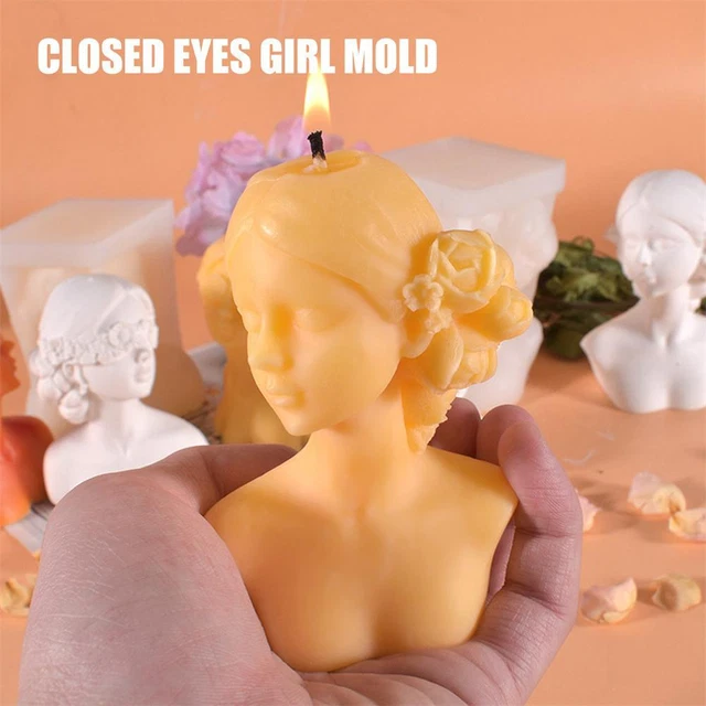 Jabón para velas de silicona moldeado para velas para niñas con los ojos cerrados^