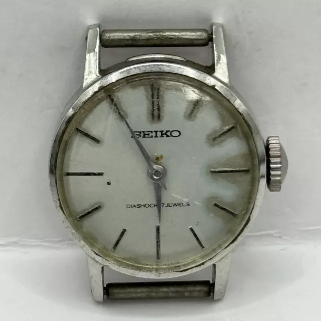 Vintage Seiko Diashock 17 Jewels Watch Face Untested For Parts / Repair 22.2mm