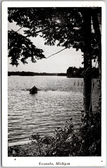 1948 Escanaba Michigan MI Lake and Trees Scenic Water View Posted Postcard