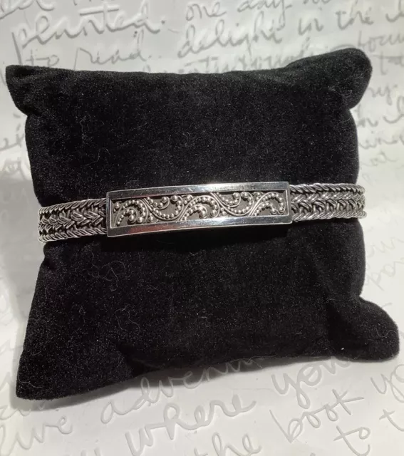 LOIS HILL Handmade Granulated Paisley 925 Sterling FoxTail Toggle Bracelet 24.2g