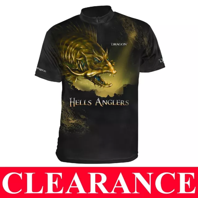 DRAGON T-SHIRT HELLS ANGLERS BREATHABLE ClimaDRY PIKE PERCH ZANDER UK LURES