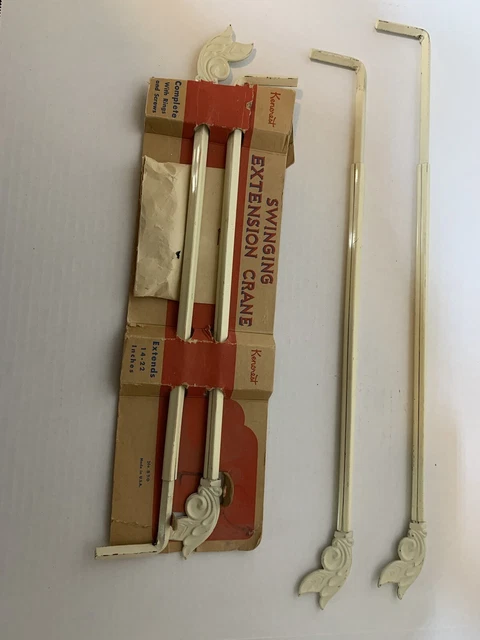 4 Vintage Victorian, Art Deco Adjustable Swing Arm Curtain Rods - 2 On Orig Pkg