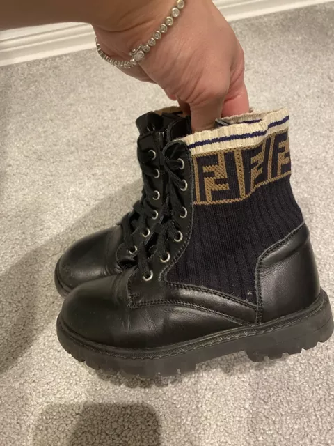 Fendi FF logo Biker Boots size 25 (7.5-8 infant UK) Preloved and genuine