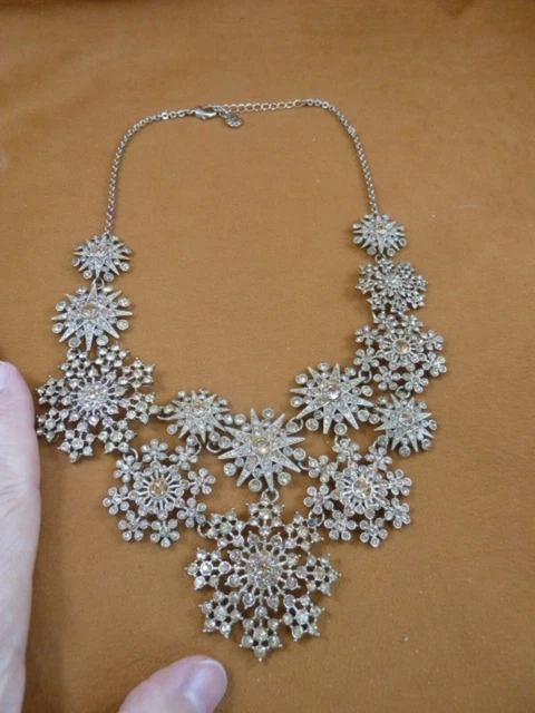 (vn-6) vintage cognac rhinestone snowflake necklace costume jewelry 20's Movado (vn-6) vintage cognac rhinestone snowflake necklace costume jewelry 20's Movado