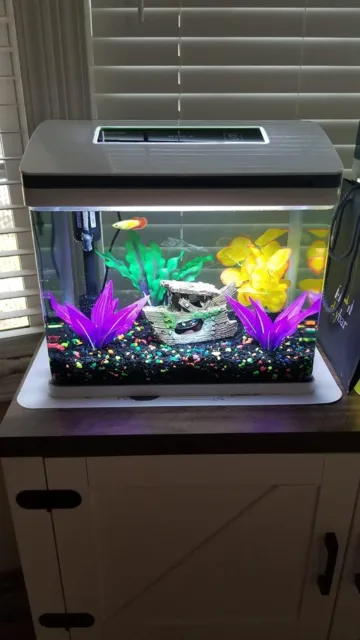 Betta Fish Tank Glass 5 Gallon Self Cleaning Small Aquarium Starter Kits Desktop 13