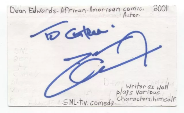 Dean Edwards Signed 3x5 Index Card Autographed Signature Actor Comedian