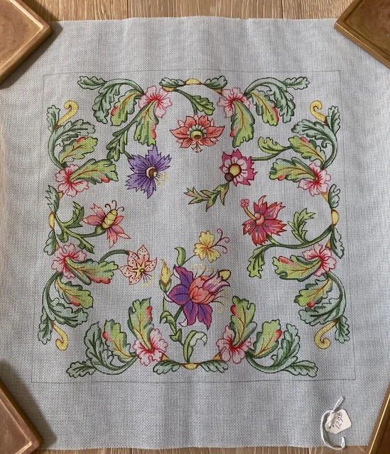 "Lona de malla pintada a mano 18 unidades diseño floral colorido 14"" x 14"