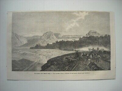 Engraving 1863. expo beaux-arts. view of mount sinai. according to mr. pasini table...