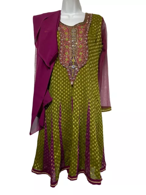 Indian Pakistani anarkali churidar kurti beaded bollywood embroidered dress