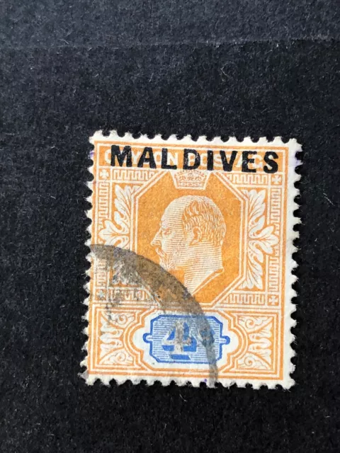 Maldives 1906 Edward VII 4c Orange-Ultramarine VFU VF Sg 3