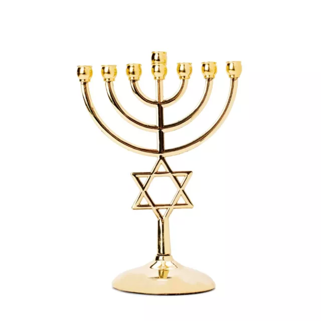 Neu Gold Davidstern Hanukkah Geschenk Menora 7 Zweige, Chanukka Menora 3