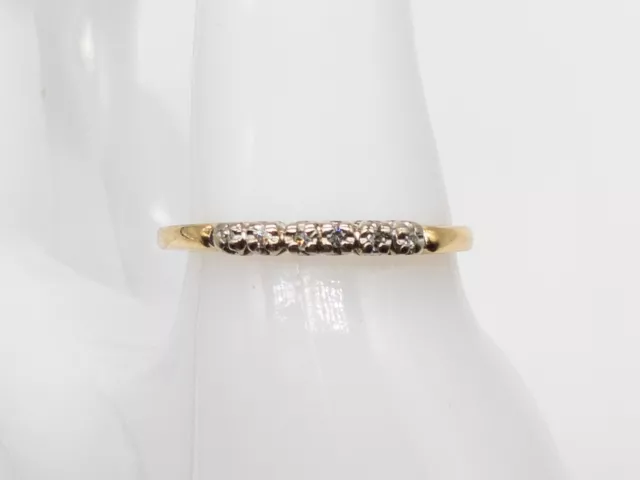 Antique 1920s 14k Yellow Gold 6 Diamond Wedding Band Ring