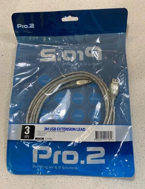 PRO2 - 3M USB-a Plug To USB-a Socket Extension Usb2.0 Transparent