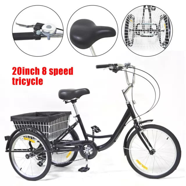 20 Pouces Tricycle Pour Adulte 8 Vitesses Vélos Avec Panier Tricycle 20 Pouces 2