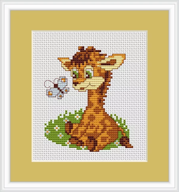 Baby Giraffe and Butterfly Counted Cross Stitch Kit Luca S Beginner B044