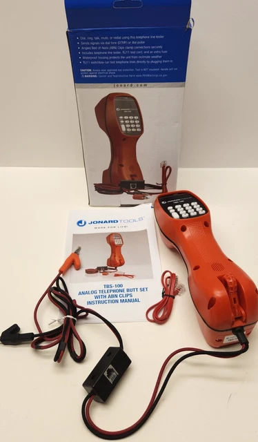 Jonard Tools TBS-100 Orange Analog Telephone Line Tester Butt Set With ABN