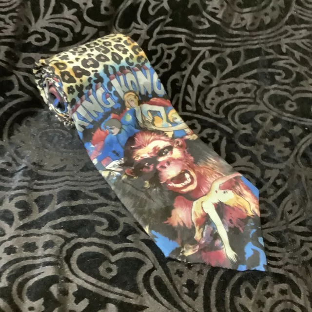 Vintage KING KONG LEOPARD Neck Tie American Film Classics 1992 Men’s 100% Silk