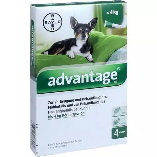 ADVANTAGE 40 Lösung f.Hunde bis 4 kg 4 St PZN 8613305