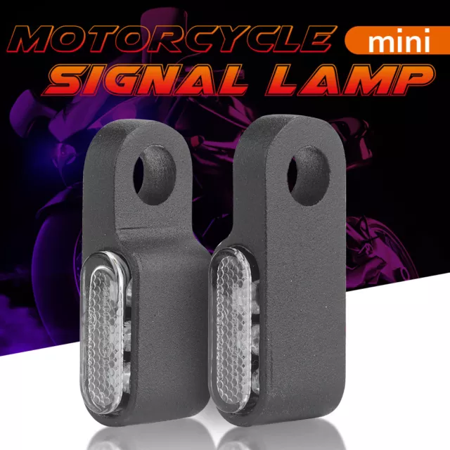 2X Mini LED Amber Motorcycle Indicators Turn Signal Light Blinker Lamp Universal 3