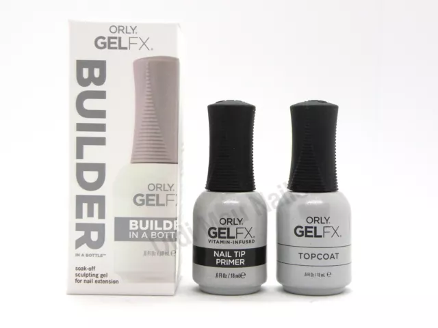 Orly BUILDER IN A BOTTLE GelFx Essentials Bundle Nail Tip Primer, Topcoat .6 fl
