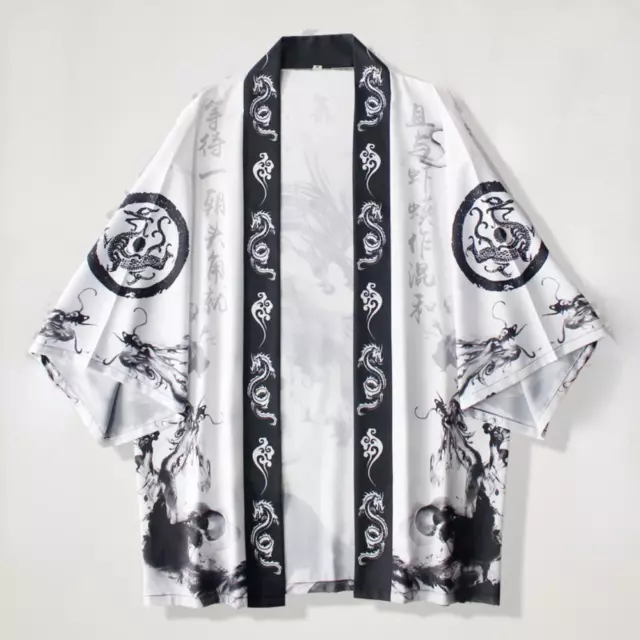 Chinese Men Kimono Cardigan Jacket Coat Yukata Loose Tops Japanese Haori Dragon