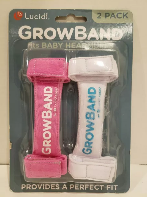 Lucid Audio HearMuffs GrowBand 2 Pack Newborn 4 Years white and pink