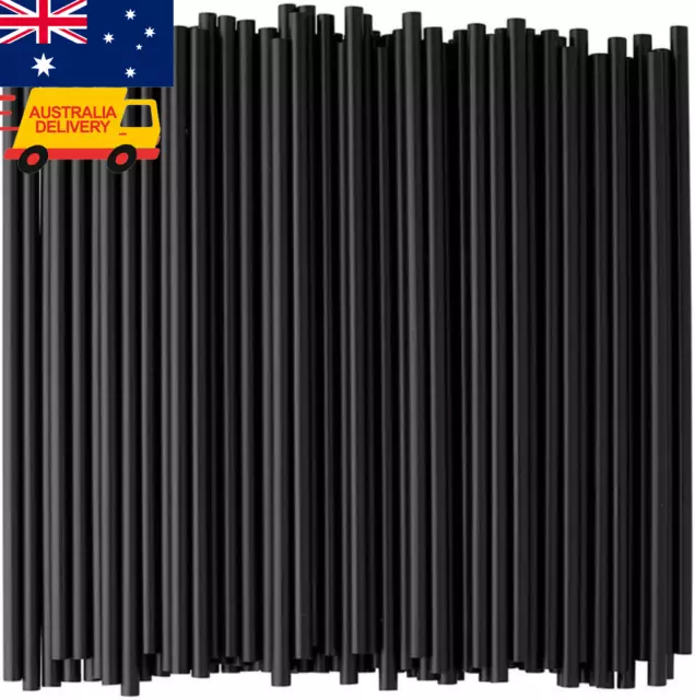 100 Reusable Black Plastic Straws Smoothie Cocktail Milkshake Drink Straws for P