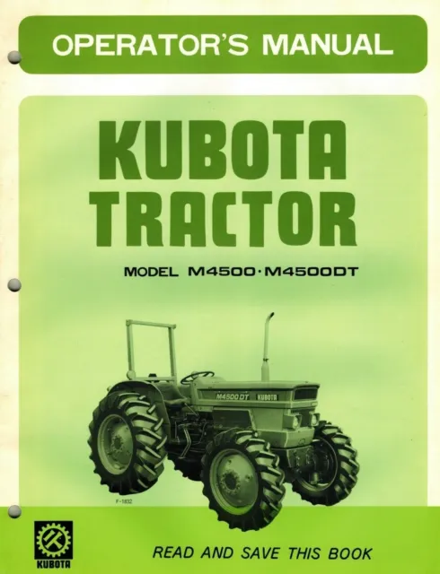 Tractor Operators Owners Manual Diesel 4Wd Maintenance Fuel Kubota M4500 M4500D