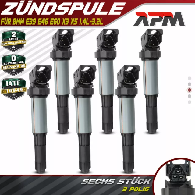 6x Zündspule für BMW 3ER E46 E91 5ER E39 E60 E61 E65 E66 E81 E83 E90 2000-2014