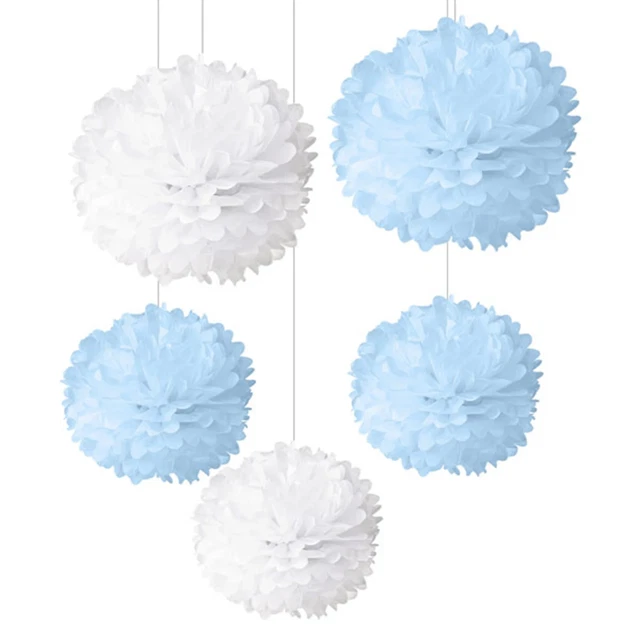 5er-Pack Stoff Papier Bommel Bommel hängende Hochzeit Geburtstag Party Dekor