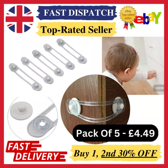 5x Child Baby Cupboard Cabinet Safety Lock Pet Proofing Door Drawer Fridge Kids