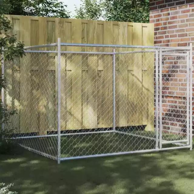 Vidaxl Gabbia per Cani con Porta Grigia 2x2x1,5 m in Acciaio Zincato