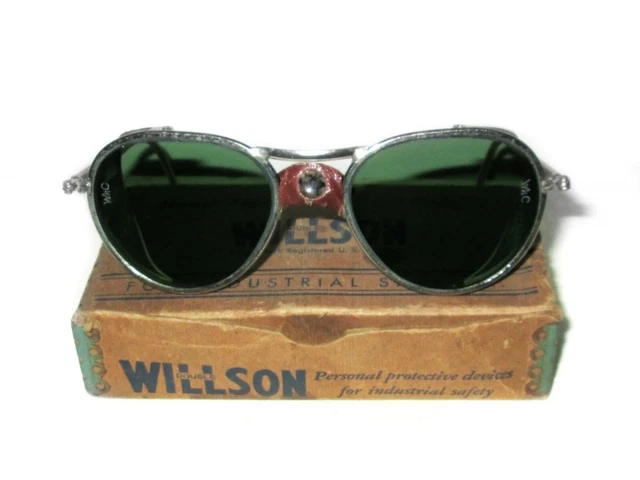 Antique Green Willson Sunglasses Goggles Vtg Rockabilly Safety Glasses Steampunk