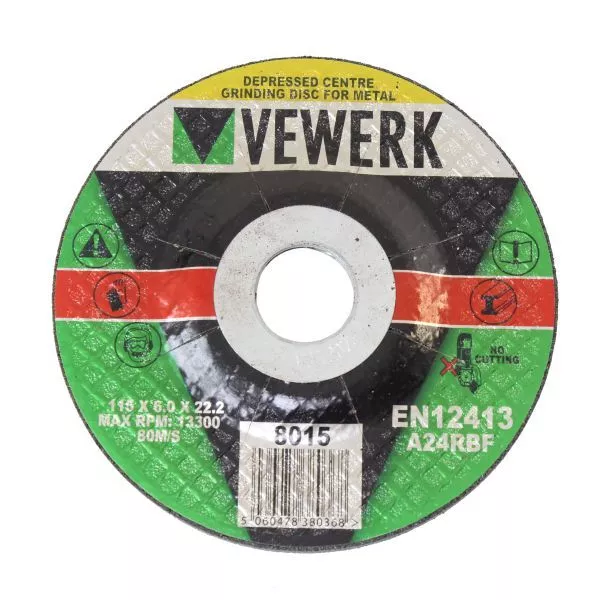 Metal Grinding Cutting Discs Disc 4.5 Inch 115mm x 6mm x 22.2mm VEWERK 8015