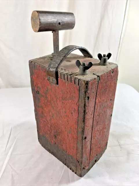 Antique PENNSYLVANIA COAL MINE Oak Wood BLASTING MACHINE / DYNAMITE BLASTER