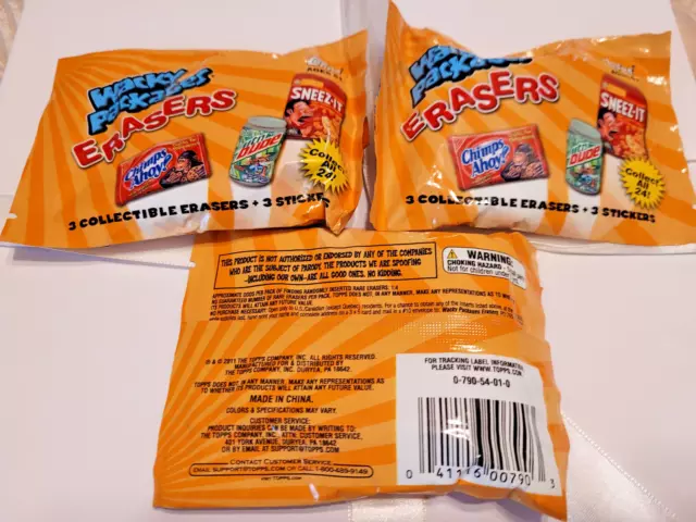 Topps 2011 Wacky Packages  Erasers 3 Pack Lot Htf