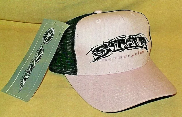 Star Motorcycle Hat Pink Black Adjustable Bike Baseball Ball Cap Decal New Tag.