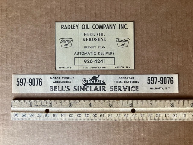1968 Sinclair Oil Radley - Marion, NY / Bell's - Walworth, NY Original Print Ads
