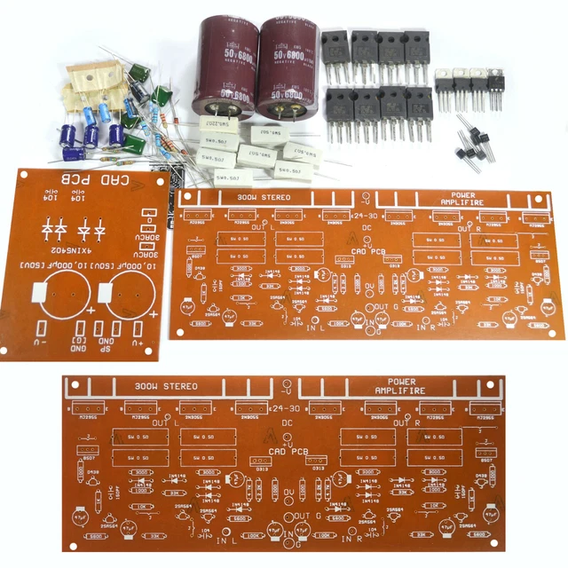 DIY TRANSISTOR STEREO Power Amplifier Kit 300W TIP3055 MJ2955 PCB