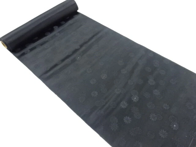 6567422: Japanese Kimono / Antique Bolt For Mourning Nagoya Obi / Woven Kiku